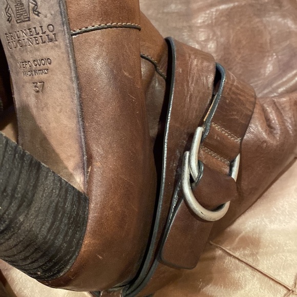 Brunello Cucinelli fabulous distressed leather, fur lining heels ,37 - Picture 10 of 11